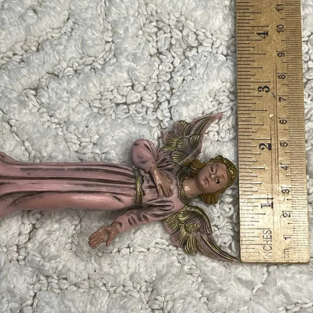 Vintage Manger Nativity Angel Figurine Pink ITALY Plastic Christmas Replacement